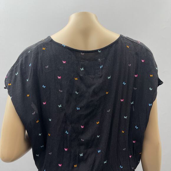 Rails Dress Women S Black Lucca Rainbow Butterfly Print Mini Ruffle Casual NWT - Picture 5 of 11